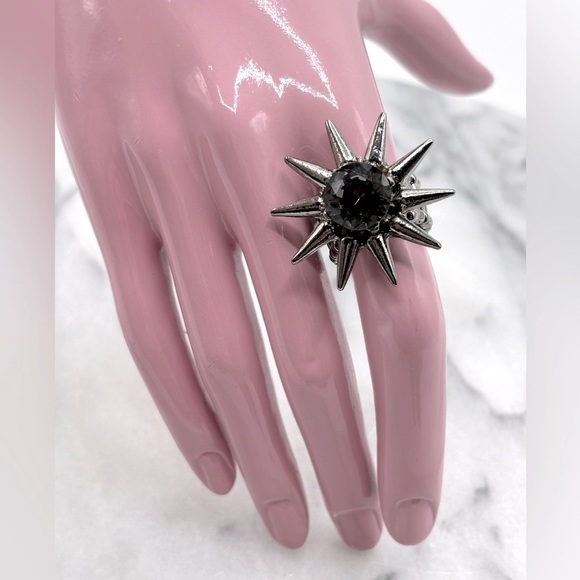 Gothic Grunge Sun Moon‎ Spike Modern Space Jewelry Crystal Spike Ring - Picture 2 of 7